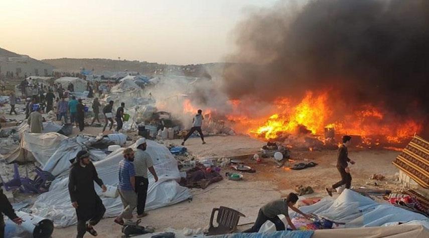حريق ضخم يلتهم مخيما للاجئين السوريين في لبنان