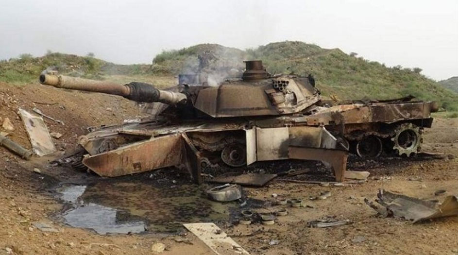 تدمير دبابة "أبرامز" بصاروخ يمني في جيزان