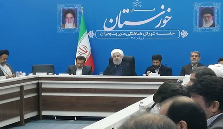 الرئيس الايراني يترأس إجتماع لجنة ادارة الازمة في محافظة خوزستان