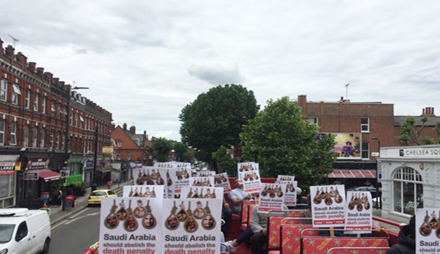مسيرة حافلات وسط لندن للتنديد بإعدامات إبن سلمان 