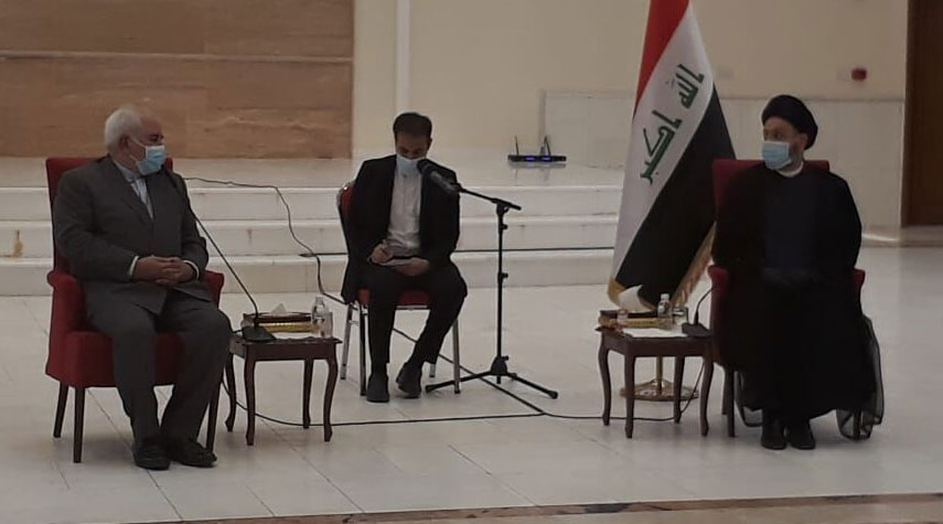 رئيس تيار الحكمة العراقي يستقبل وزير الخارجية الايراني