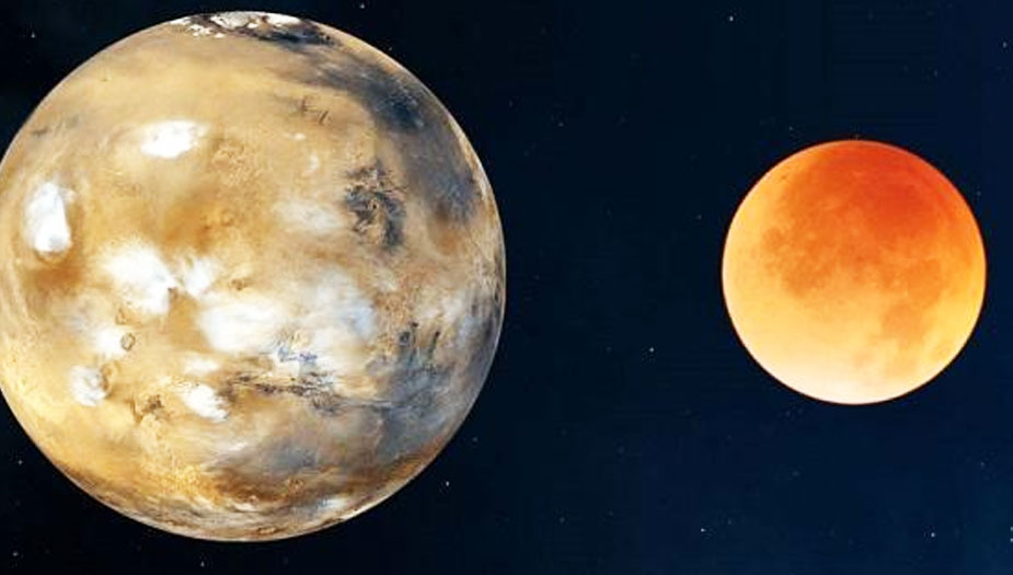 حدث فلكي يتيح رؤية المريخ والقمر جنبا إلى جنب بالعين المجردة
