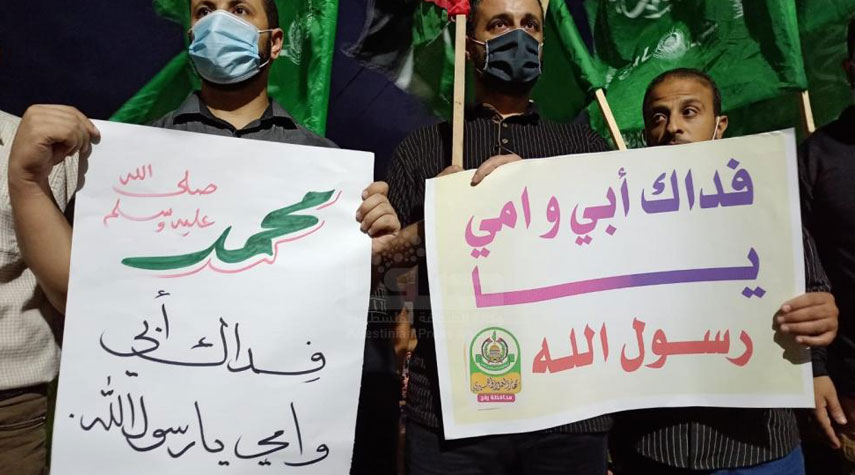 قطاع غزة... مسيرات لانصار حماس رفضا للاساءة للرسول (ص)
