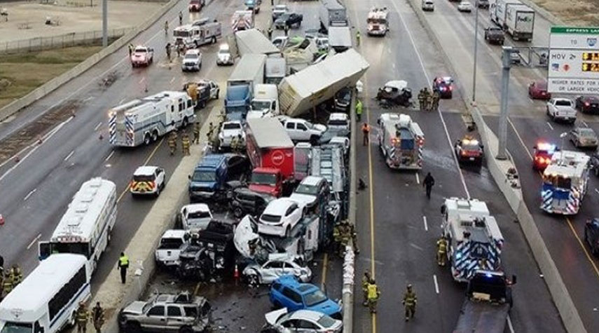 مصرع واصابة العشرات اثر تصادم أكثر من 100 سيارة في تكساس