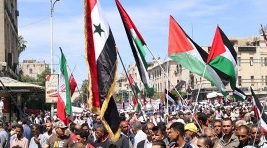 المشاركون في إحياء يوم القدس بدمشق: لا خيار لمواجهة الاحتلال إلا بالمقاومة