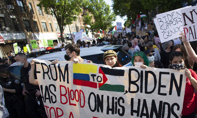 مظاهرات في عدة ولايات أمريكية تناشد بايدن بوقف دعم الكيان الصهيوني