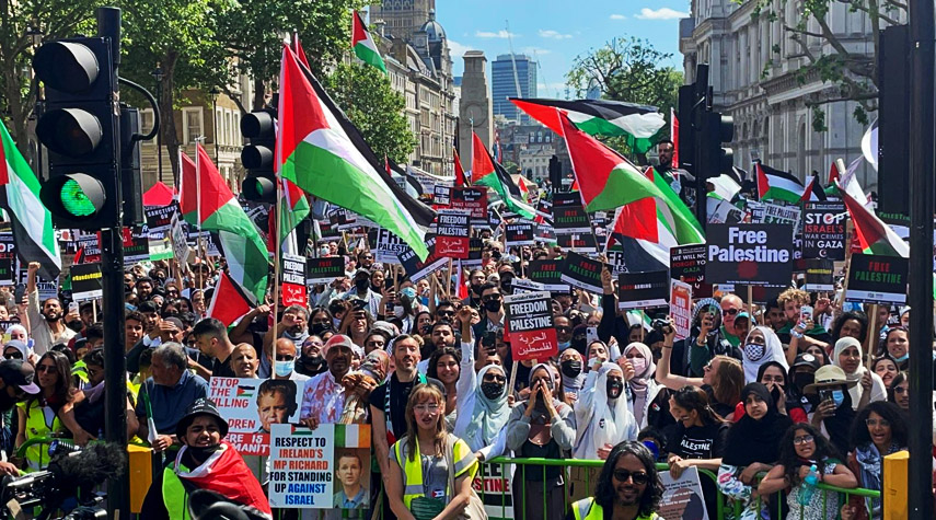 لندن... الآلاف يتظاهرون ضد بيع السلاح للاحتلال الإسرائيلي