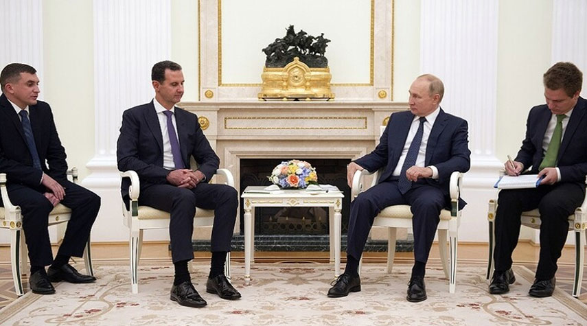 بوتين يستقبل الأسد في الكرملين ويبحث معه آخر التطورات بسوريا 