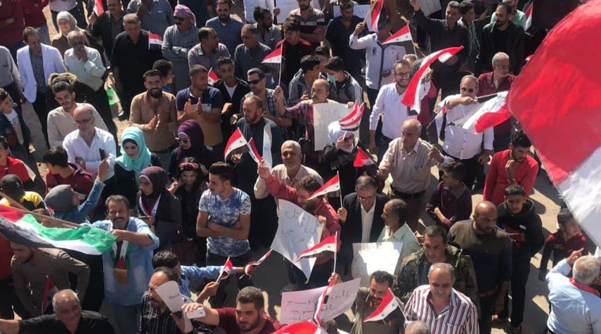 احتجاجات بريف حلب رفضاً للتهديد التركي بعملية عسكرية شمالي سوريا