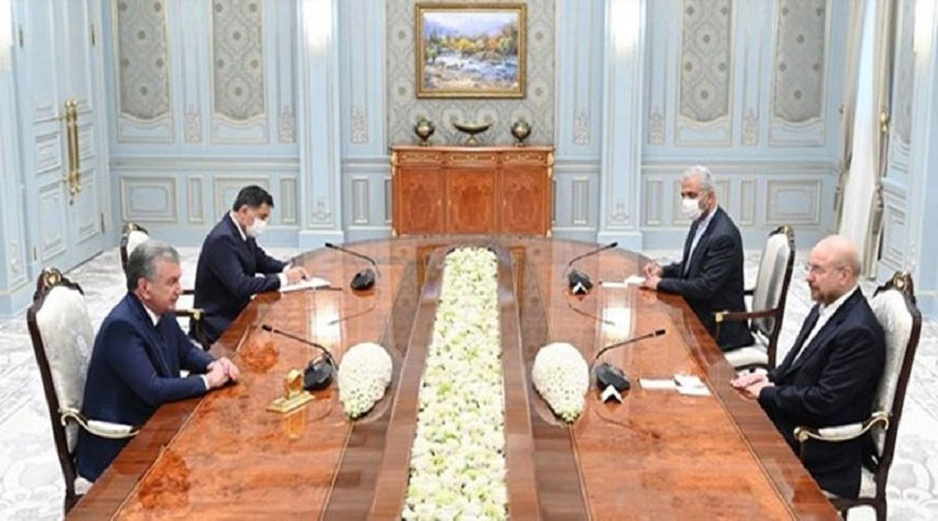رئيس البرلمان الإيراني يبحث مع الرئيس الأوزبكي توسيع التعاون بين البلدين
