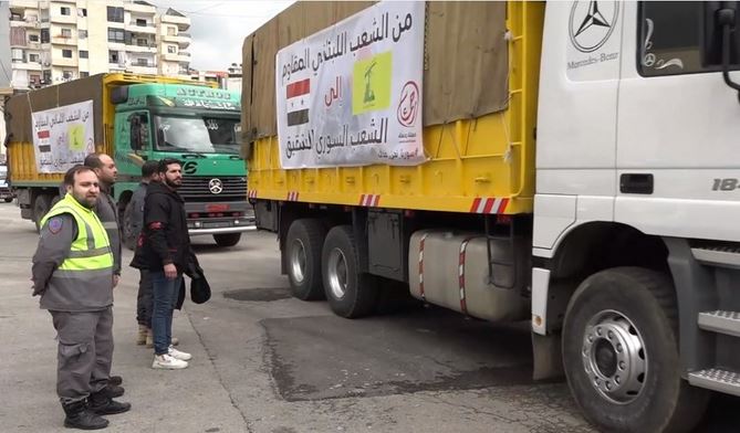 أولى قوافل مساعدات حزب الله تصل إلى اللاذقية