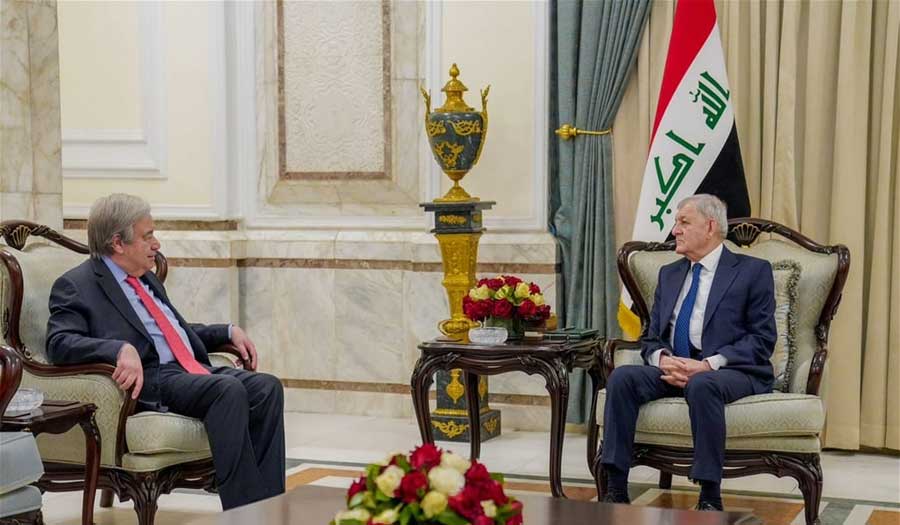 الرئيس العراقي يستقبل أنطونيو غوتيريش في بغداد
