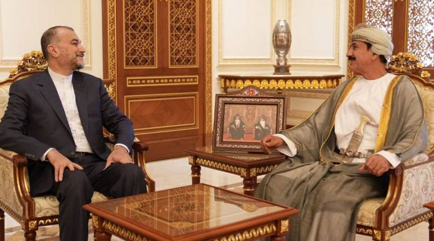 وزير الخارجية الإيراني يجتمع مع وزير المكتب السلطاني العماني
