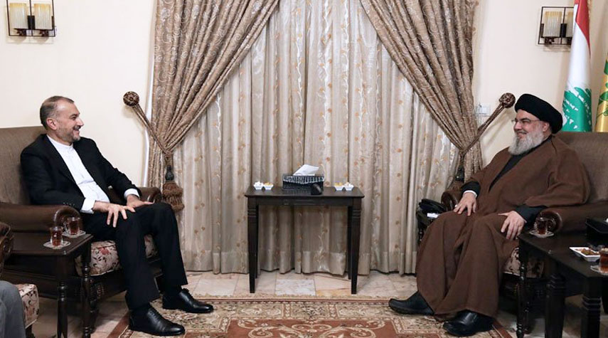السيد حسن نصر الله يستقبل وزير الخارجية الايراني