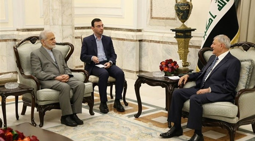 رئيس المجلس الإستراتيجي للعلاقات الخارجية الإيرانية يلتقي برئيس جمهورية العراق