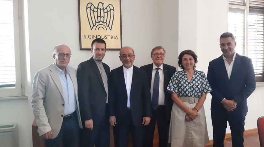 السفير الإيراني لدى ايطاليا يلتقي كبار مدراء نقابة الصناعات في جزيرة صقلية