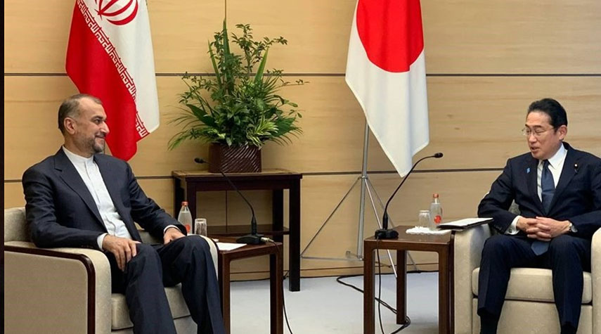 وزير الخارجية الايراني يلتقي رئيس وزراء اليابان
