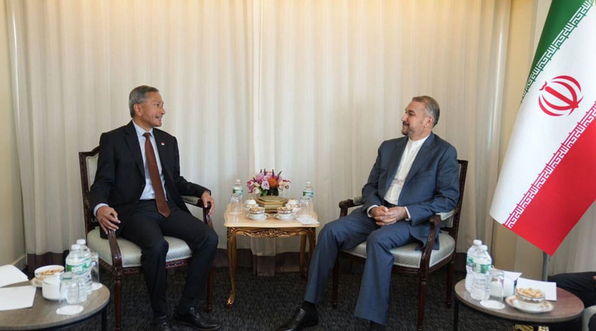 وزيرا خارجية إيران وسنغافورة يؤكدان على تنمية العلاقات الإقتصادية والتجارية