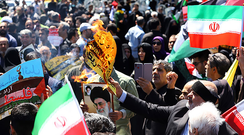 مسيرات حاشدة في إيران للتنديد بمجازر الإحتلال ضد الفلسطينيين