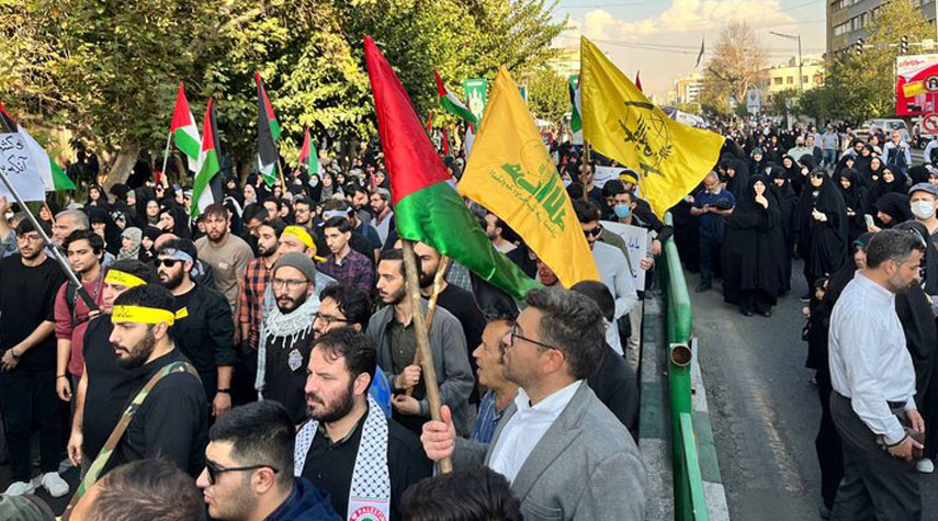 اجتماع كبير لأهالي طهران لإدانة جرائم كيان الاحتلال