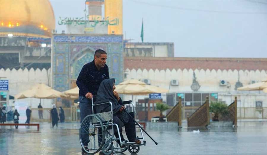 صور من مرقد الإمامين العسكريين بعد هطول الأمطار