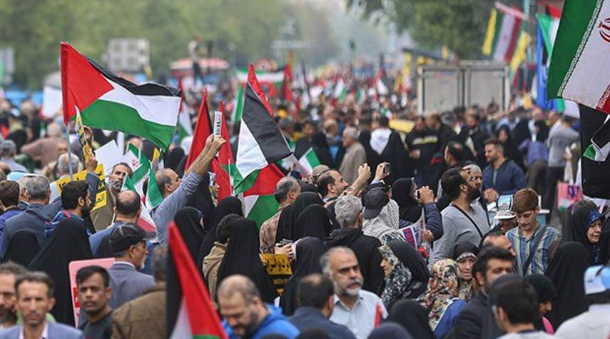 مسيرات جماهيرية حاشدة للشعب الإيراني دعماً للفلسطينيين