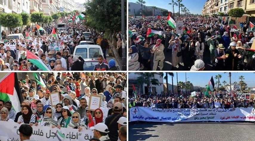  مسيرات حاشدة في المغرب تضامناً مع غزة ورفضاً للتطبيع