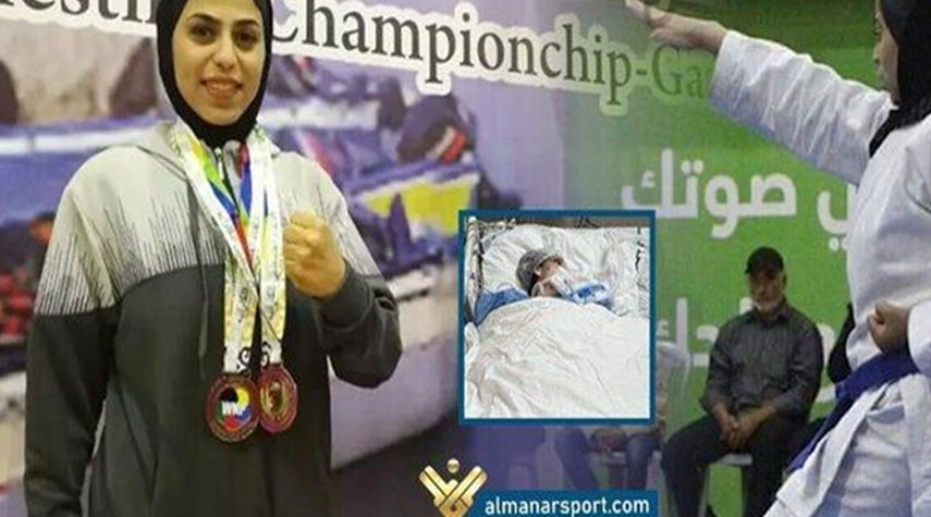 لاعبات كاراتيه إيرانيات يتعاطفن مع لاعبة فلسطينية فقدت ساقها بالعدوان الصهيوني