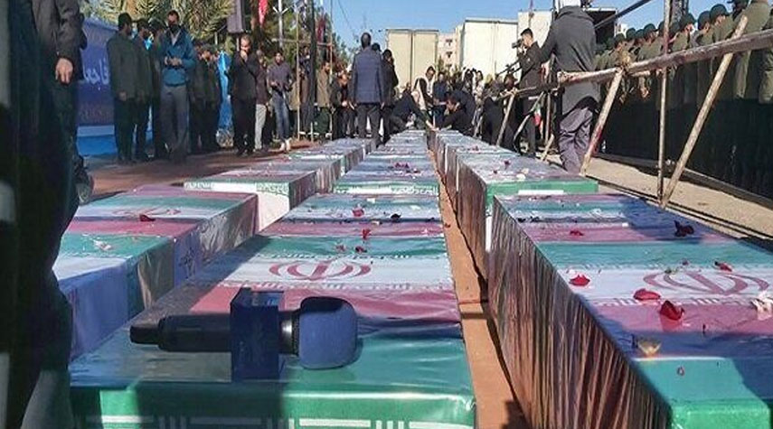 إقامة مراسم تشييع جثامين شهداء الجريمة الإرهابية في كرمان