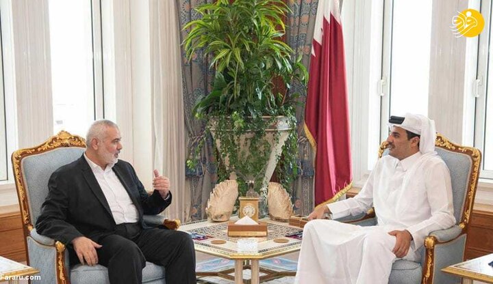 أمير قطر يبحث مع هنية جهود اتفاق وقف النار في غزة