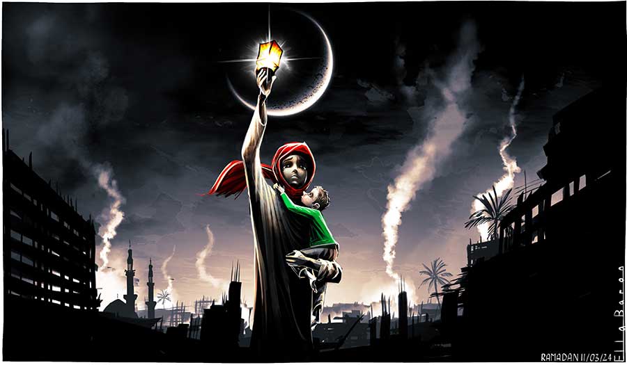 "الغارديان" تنشر رسما كاريكاتيريا لرمضان في غزة