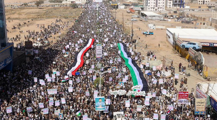 خروج مسيرة مليونية في صعدة باليمن نصرة لغزة